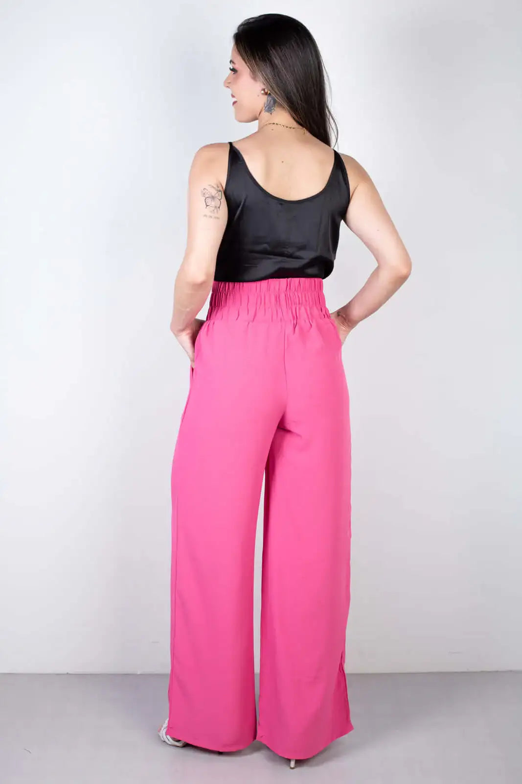 Calça feminina pantalona com elástico 51129 - Enluaze
