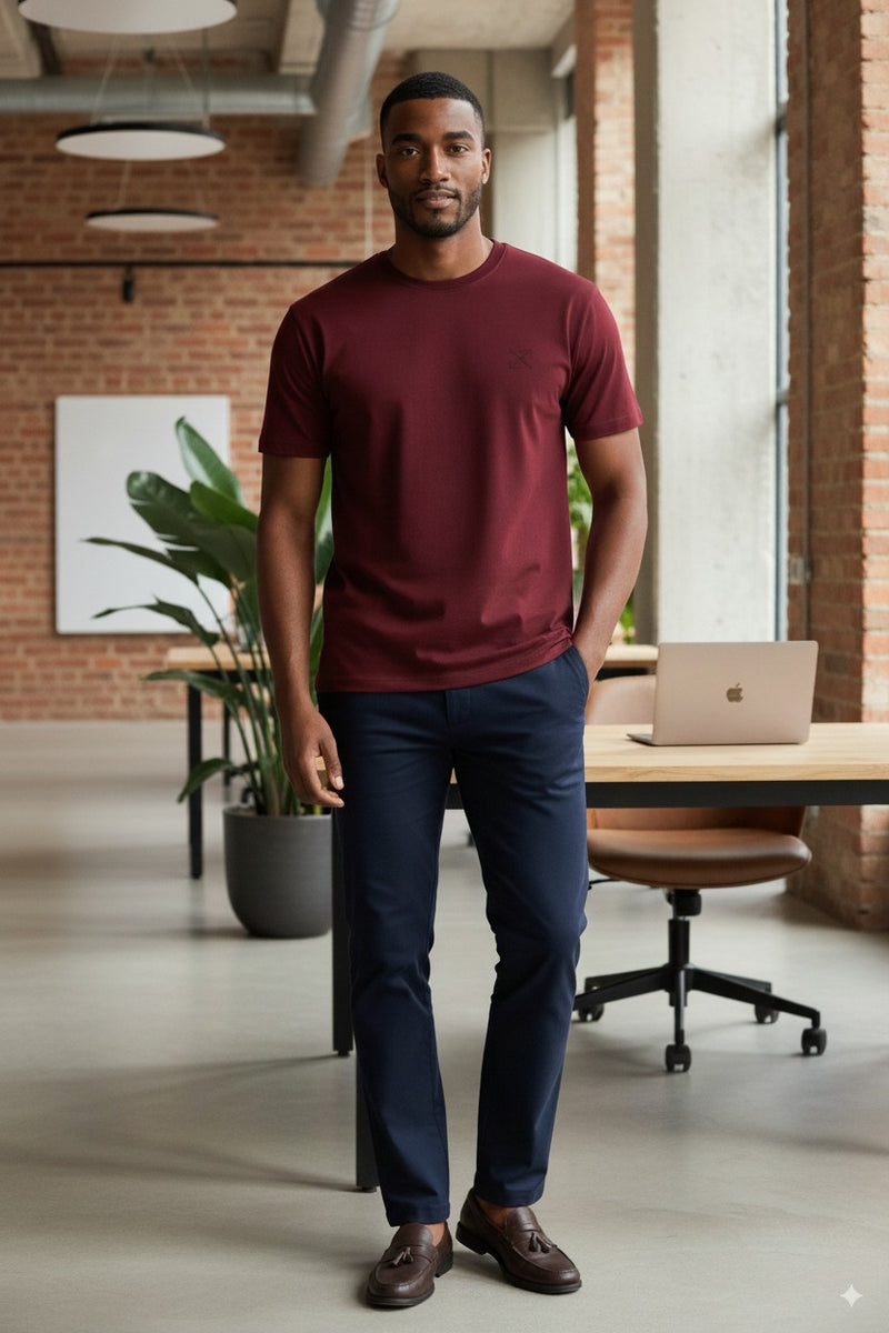 Camiseta lisa masculina reta manga curta com elastano 59016