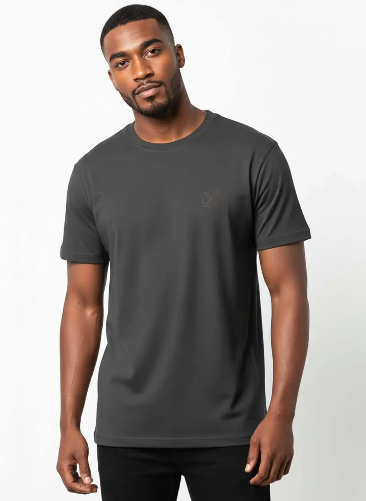 Camiseta lisa masculina reta manga curta com elastano 59016 - Enluaze