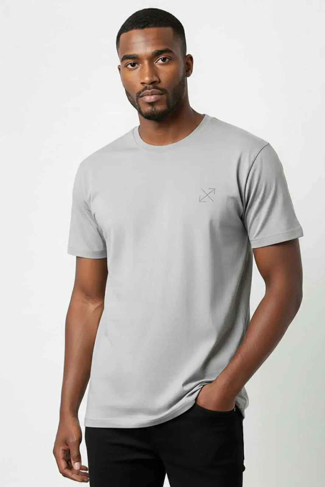 Camiseta lisa masculina reta manga curta com elastano 59016 - Enluaze