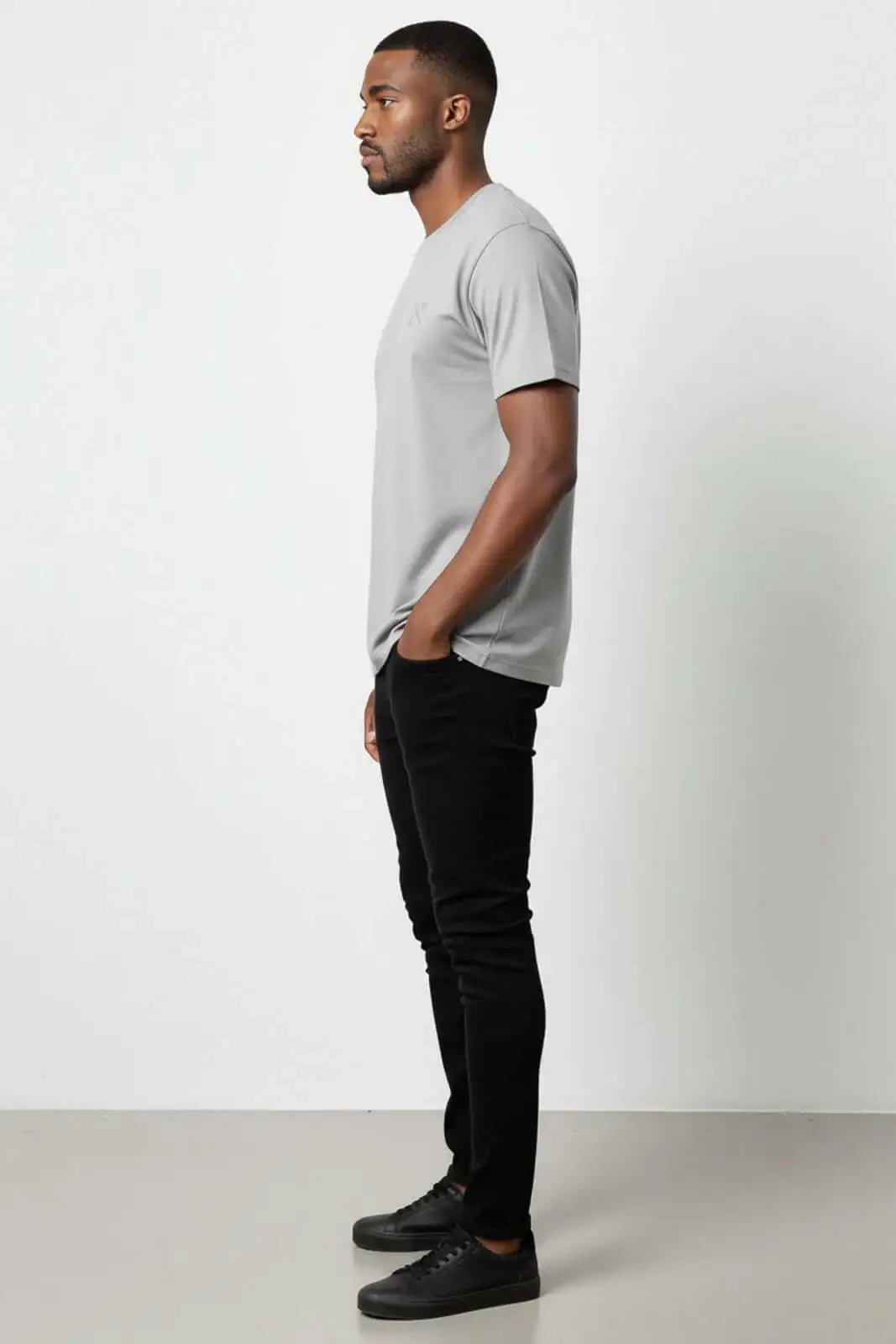 Camiseta lisa masculina reta manga curta com elastano 59016 - Enluaze