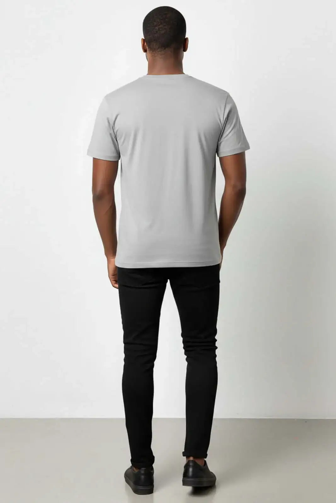 Camiseta lisa masculina reta manga curta com elastano 59016 - Enluaze