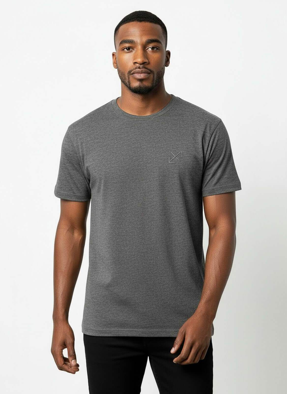 Camiseta lisa masculina reta manga curta com elastano 59016 - Enluaze