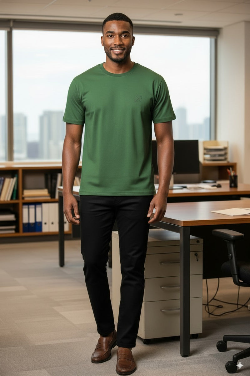 Camiseta lisa masculina reta manga curta com elastano 59016