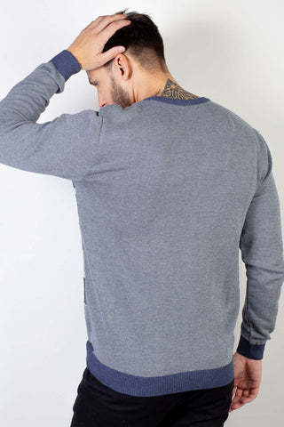 Suéter masculino de malha com padrão listrado 50615 - Enluaze - Bolsas, Mochilas e Acessórios em Couro Legítimo