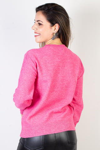 Casaco de malha feminino com botões 61567
