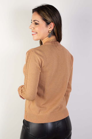 Blusa de malha feminina detalhe tranças 61590 - Enluaze - Vestuário e Acessórios em Couro Legítimo