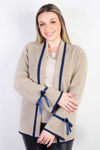 Casaco cardigan malha feminino detalhe fita 61609 - Enluaze - Vestuário e Acessórios em Couro Legítimo