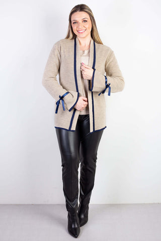 Casaco cardigan malha feminino detalhe fita 61609 - Enluaze - Vestuário e Acessórios em Couro Legítimo
