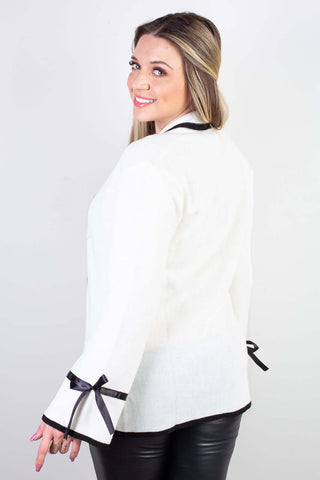 Casaco cardigan malha feminino detalhe fita 61609 - Enluaze - Vestuário e Acessórios em Couro Legítimo