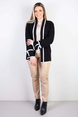 Casaco cardigan malha feminino detalhe fita 61609 - Enluaze - Vestuário e Acessórios em Couro Legítimo