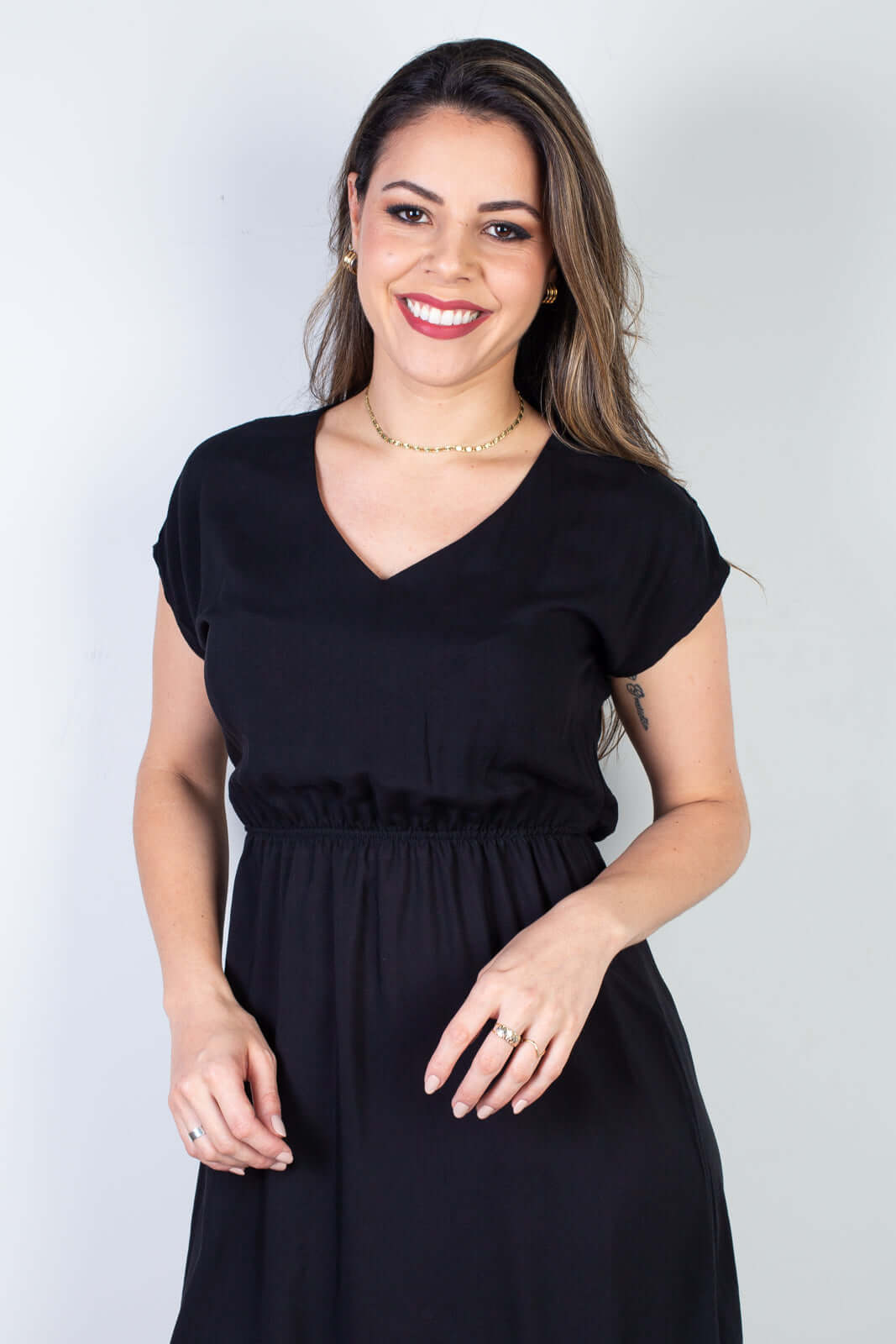 Vestido curto feminino com elástico 51156 - Enluaze