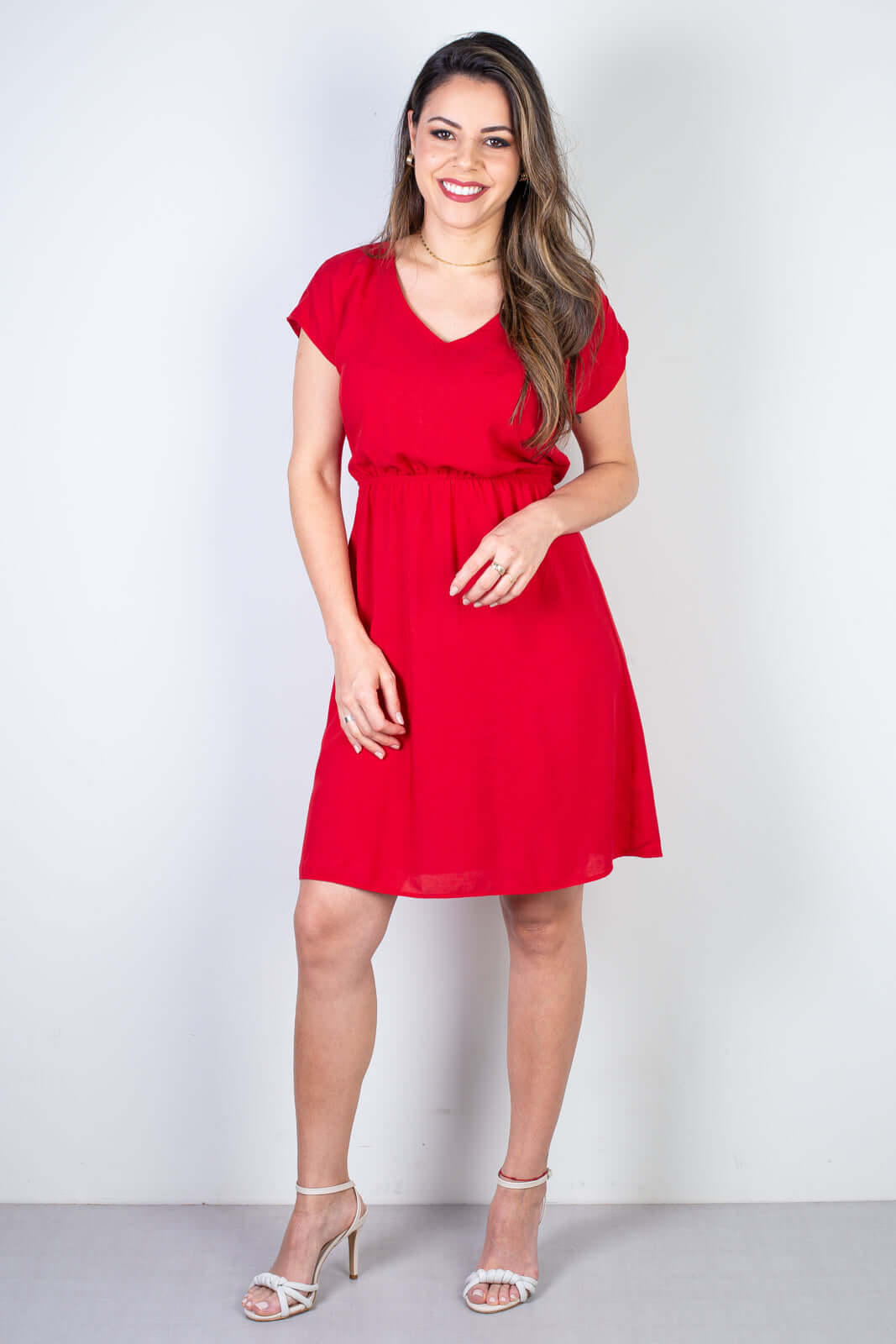 Vestido curto feminino com elástico 51156 - Enluaze