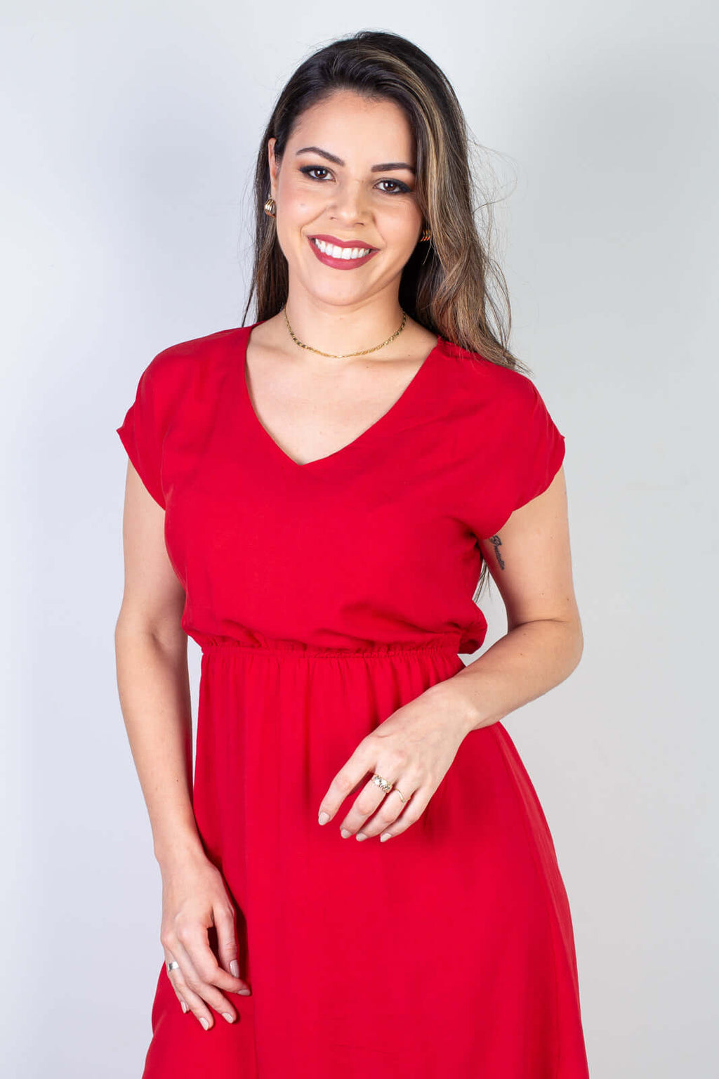 Vestido curto feminino com elástico 51156 - Enluaze