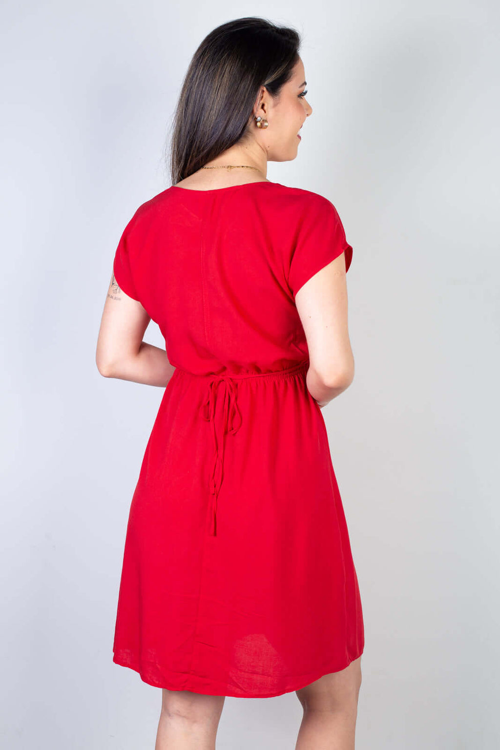 Vestido curto feminino com elástico 51156 - Enluaze