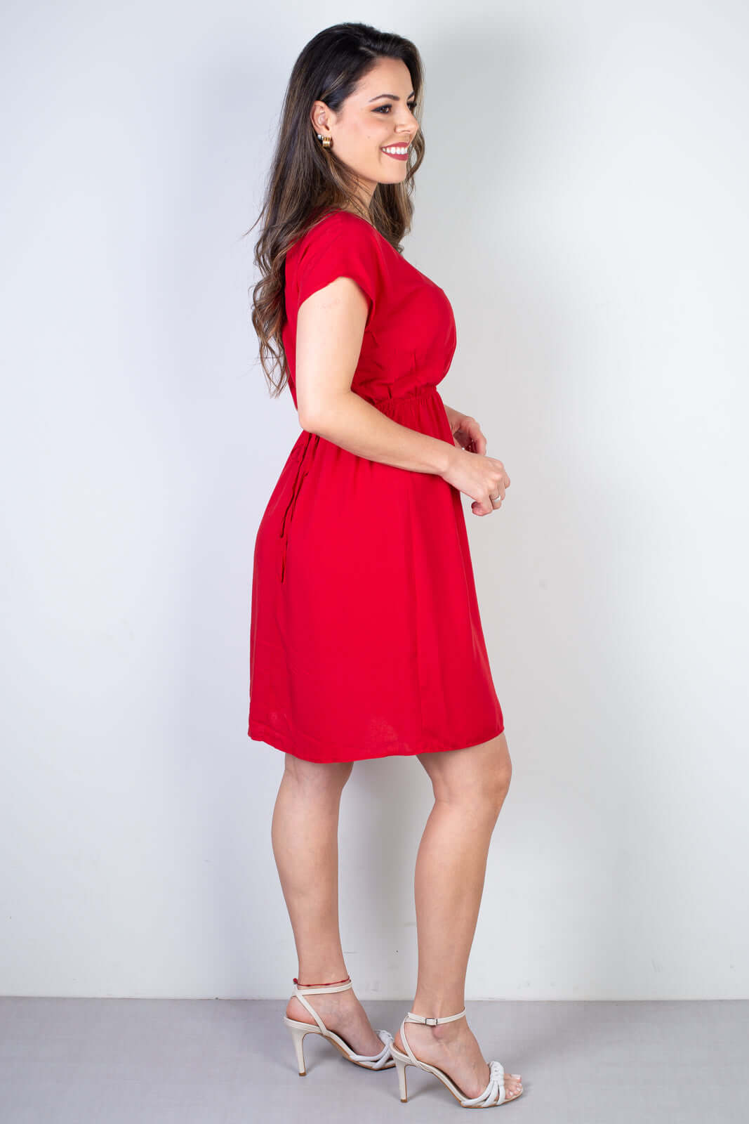 Vestido curto feminino com elástico 51156 - Enluaze