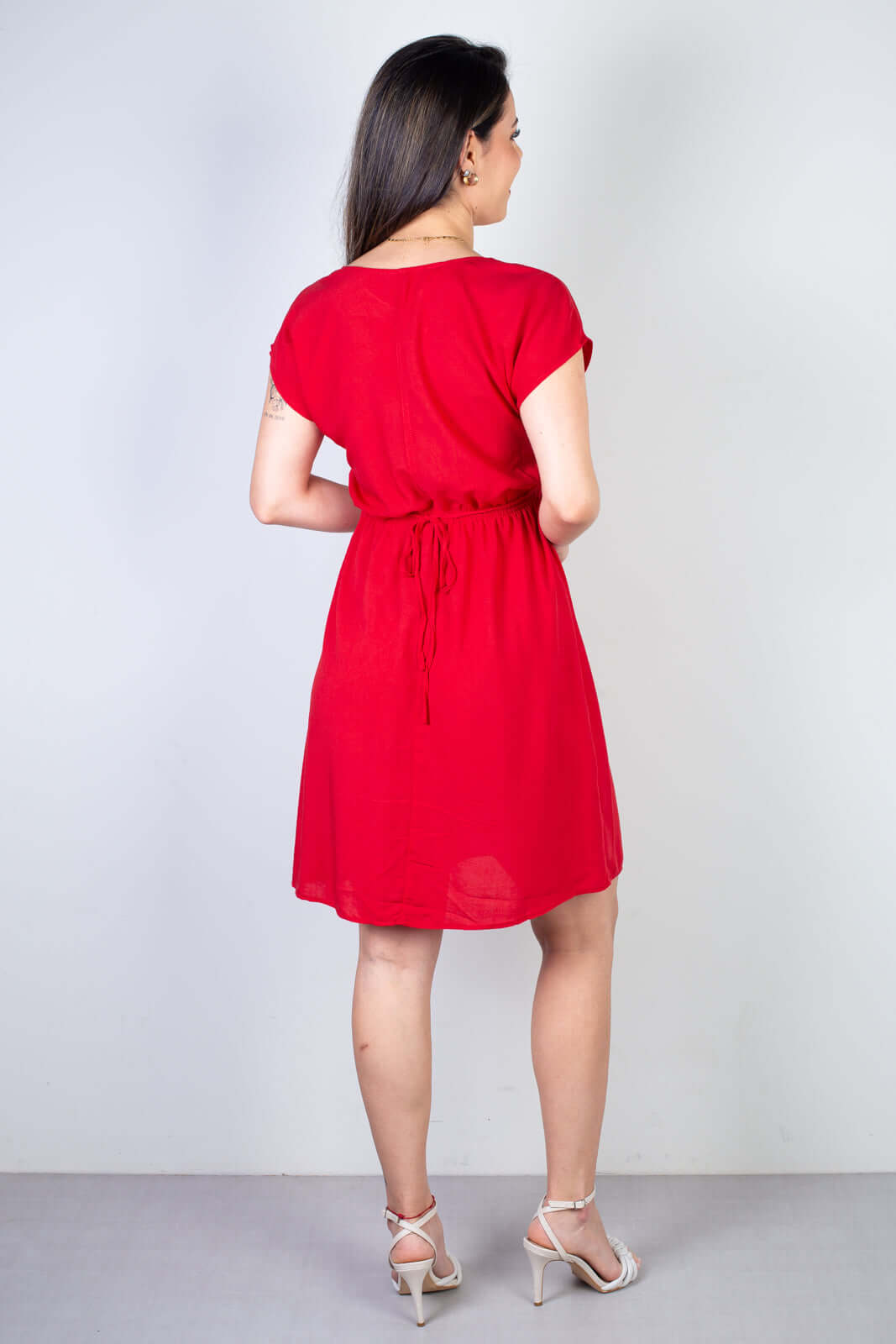 Vestido curto feminino com elástico 51156 - Enluaze