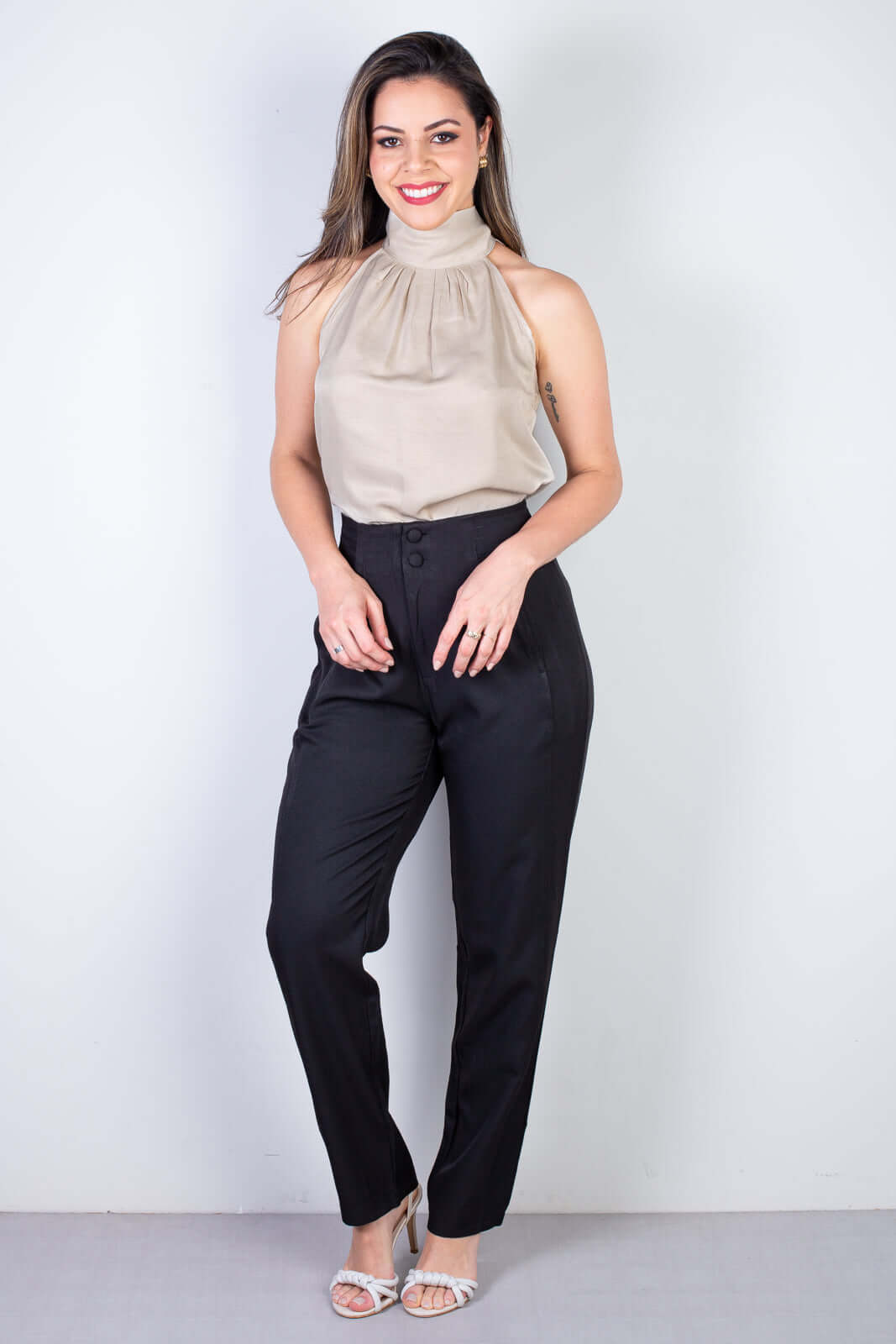 Blusa feminina gola alta decote halter neck 51255 - Enluaze