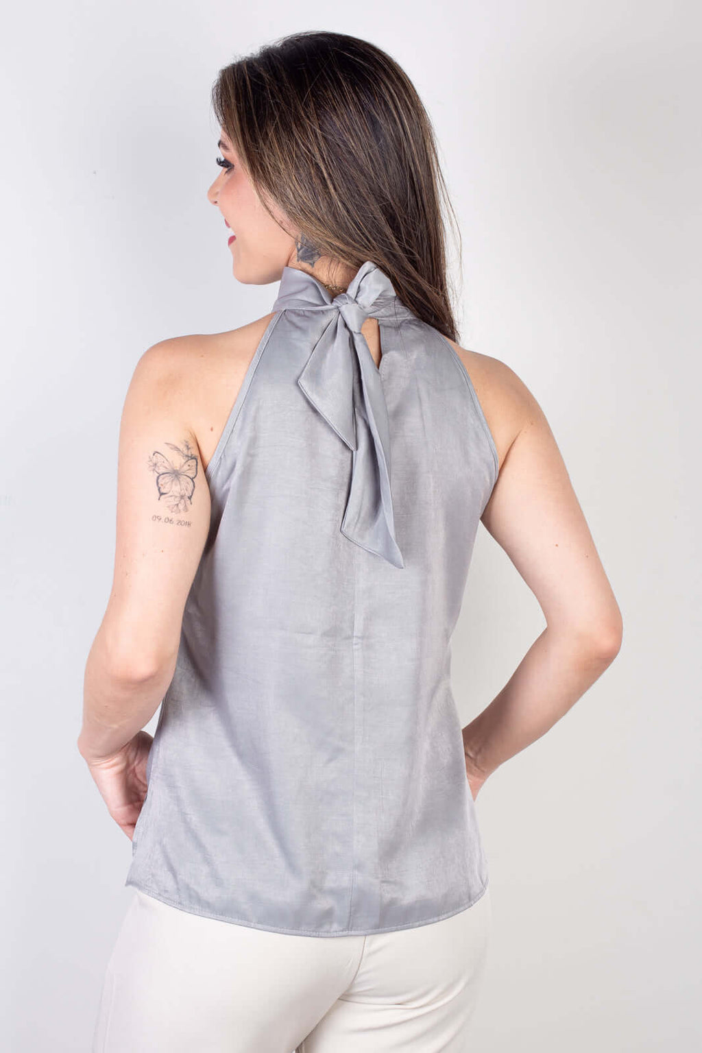 Blusa feminina gola alta decote halter neck 51255 - Enluaze