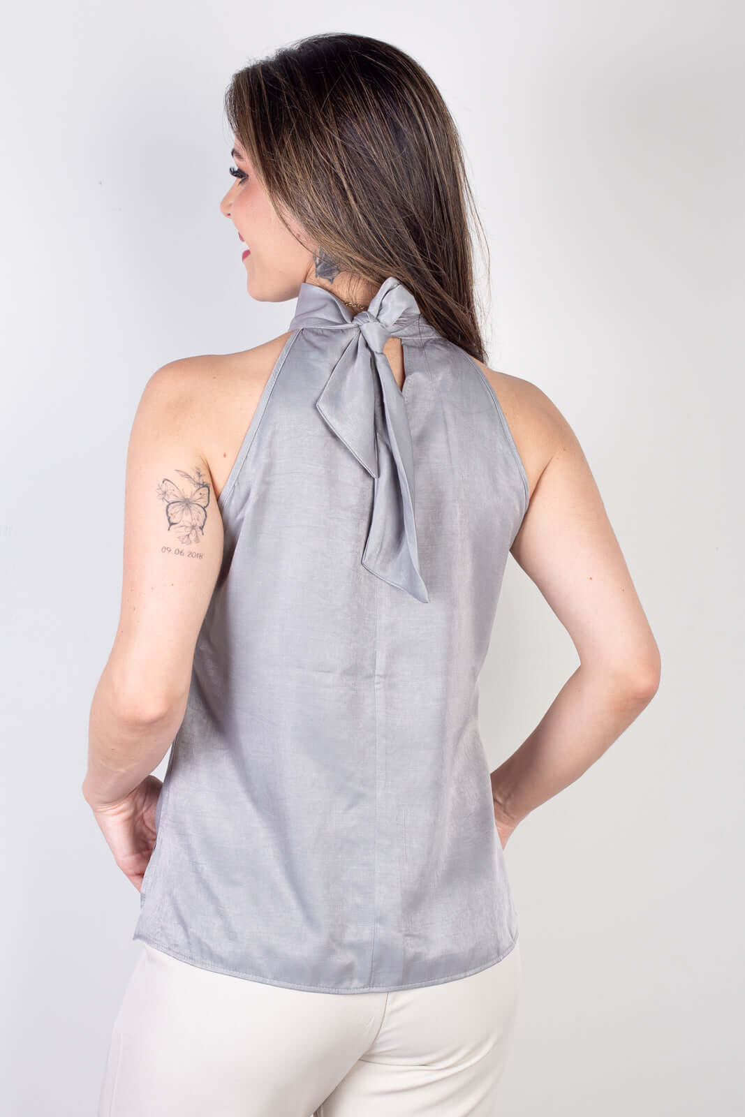 Blusa feminina gola alta decote halter neck 51255 - Enluaze