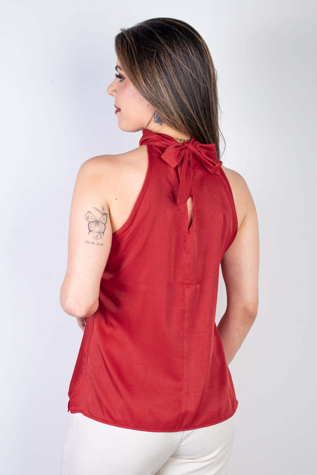 Blusa feminina gola alta decote halter neck 51255 - Enluaze