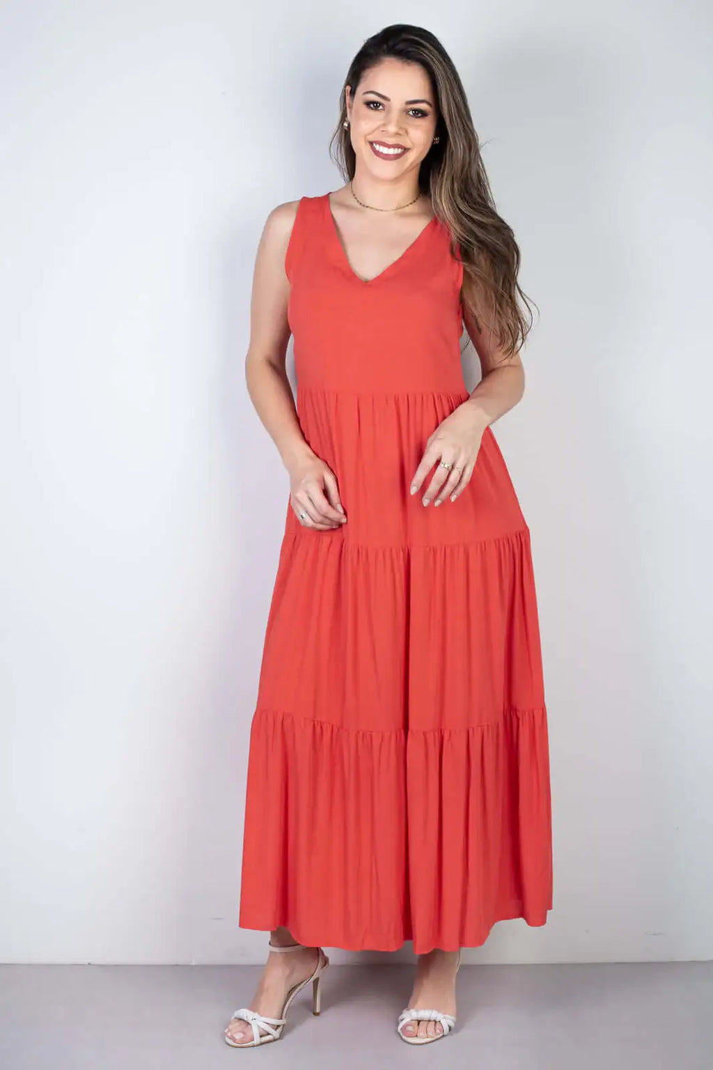 Vestido midi regata babados 51290 - Enluaze