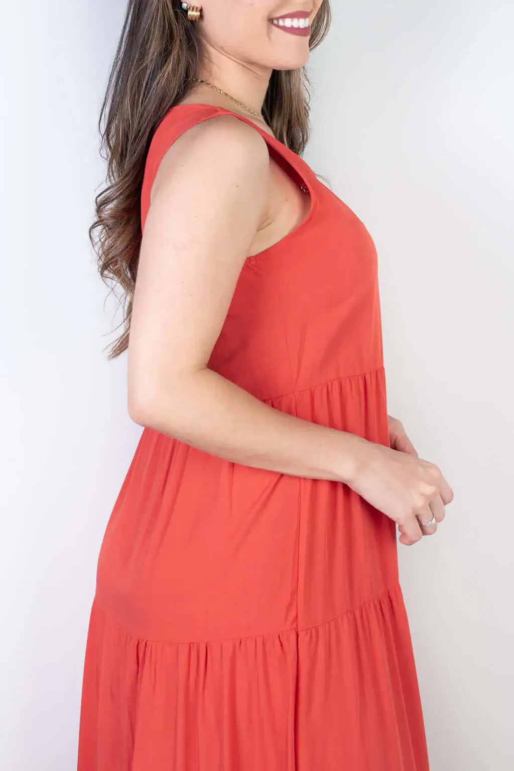 Vestido midi regata babados 51290 - Enluaze