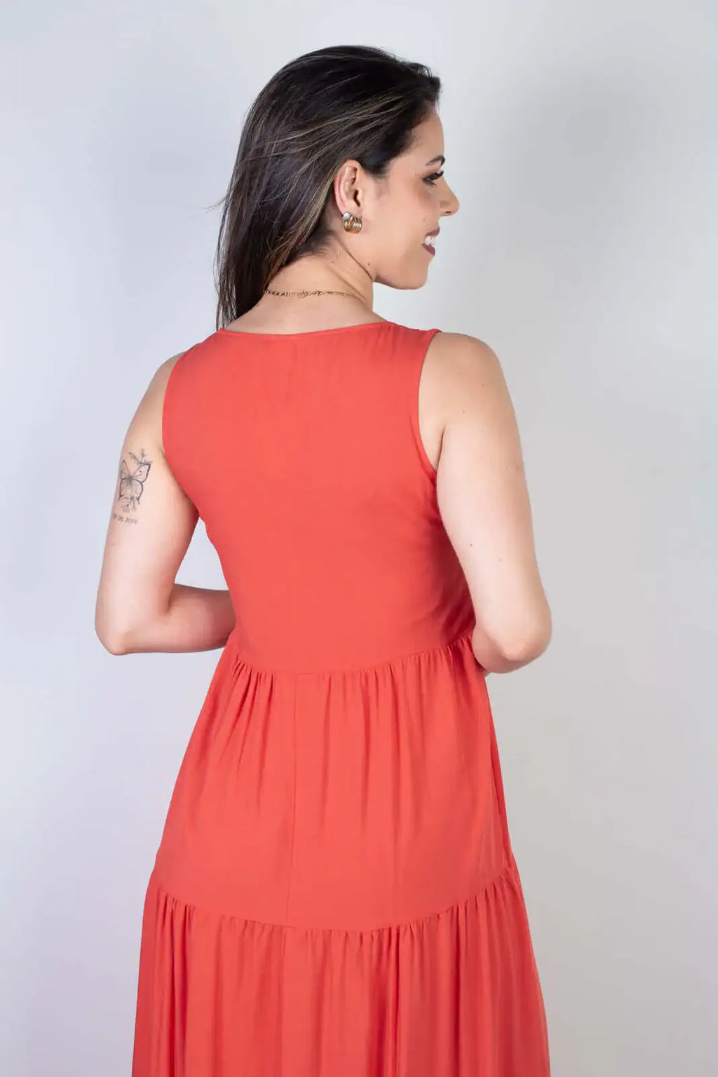 Vestido midi regata babados 51290 - Enluaze