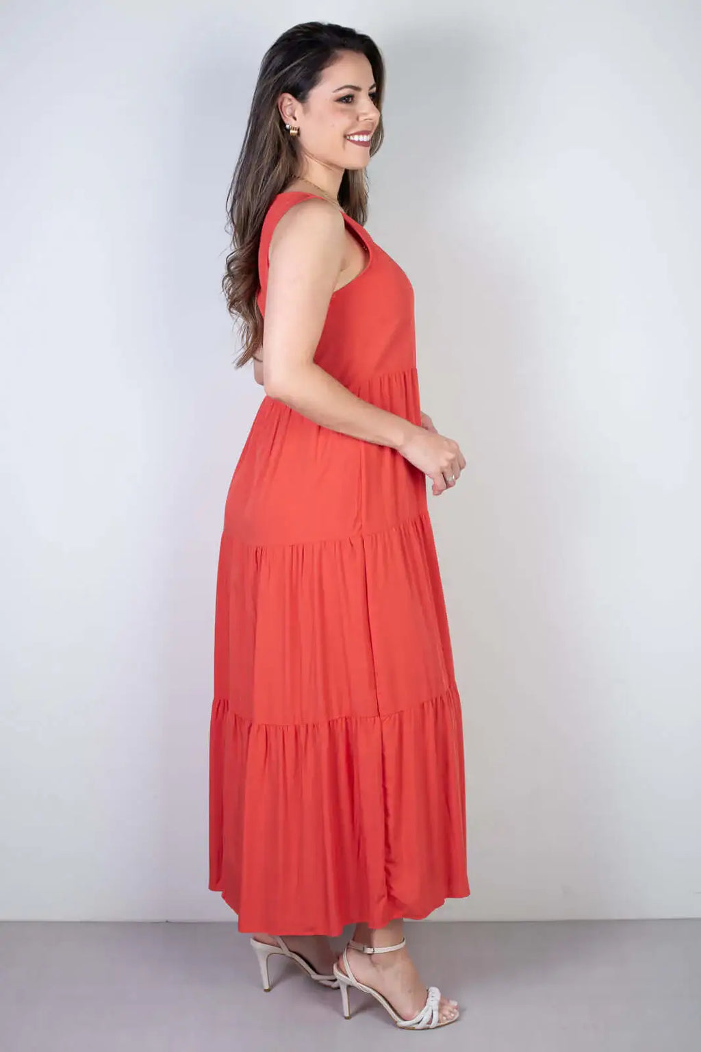 Vestido midi regata babados 51290 - Enluaze