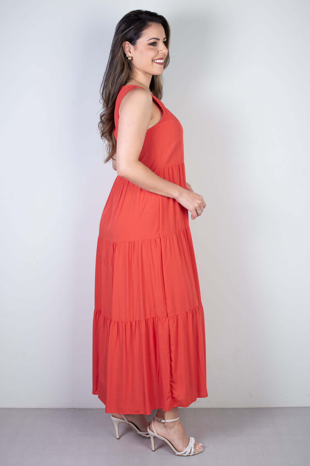 Vestido midi regata babados 51290 - Enluaze