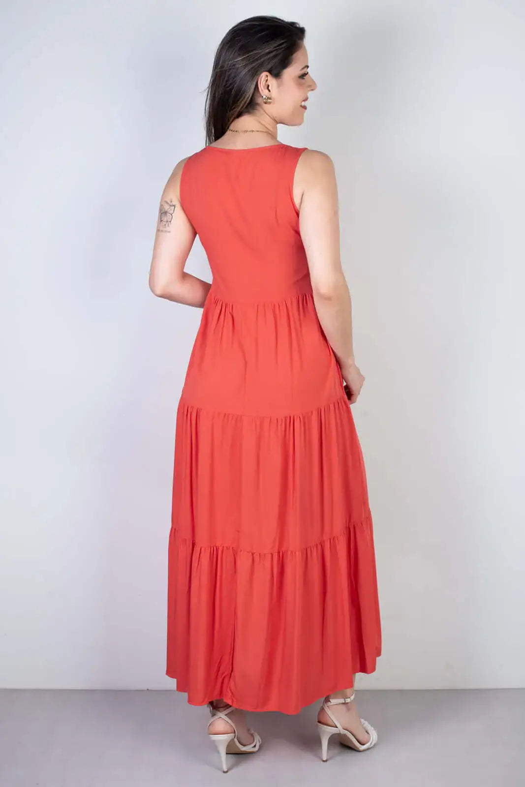 Vestido midi regata babados 51290 - Enluaze