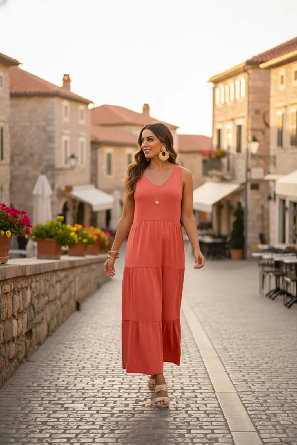 Vestido midi regata babados 51290 - Enluaze