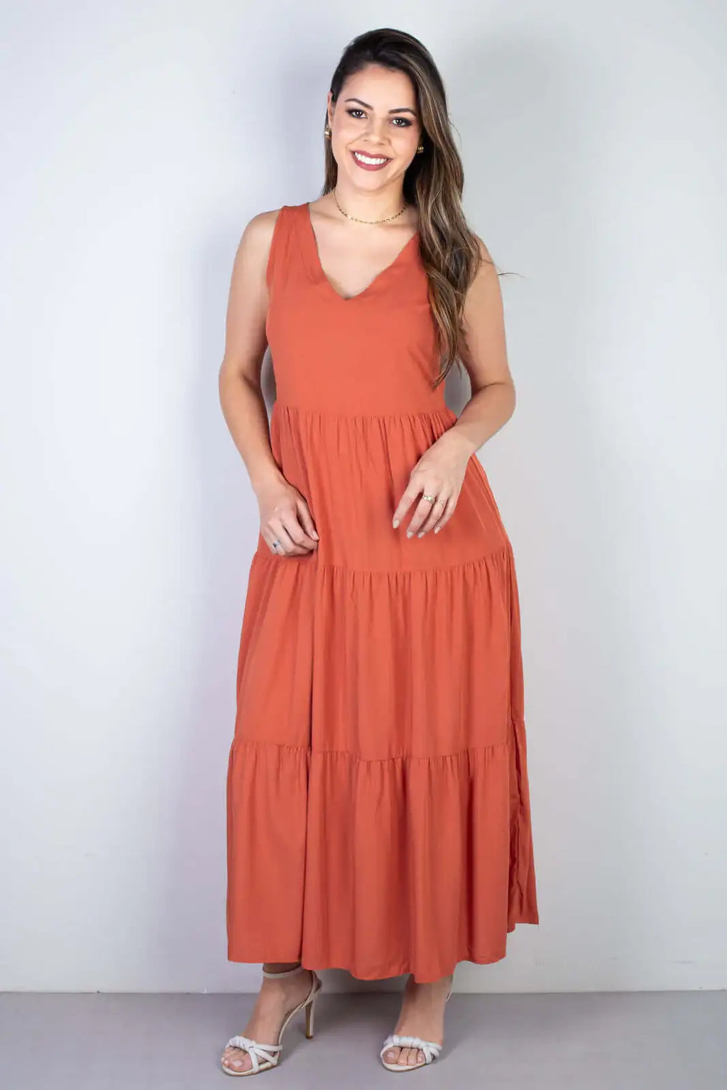 Vestido midi regata babados 51290 - Enluaze