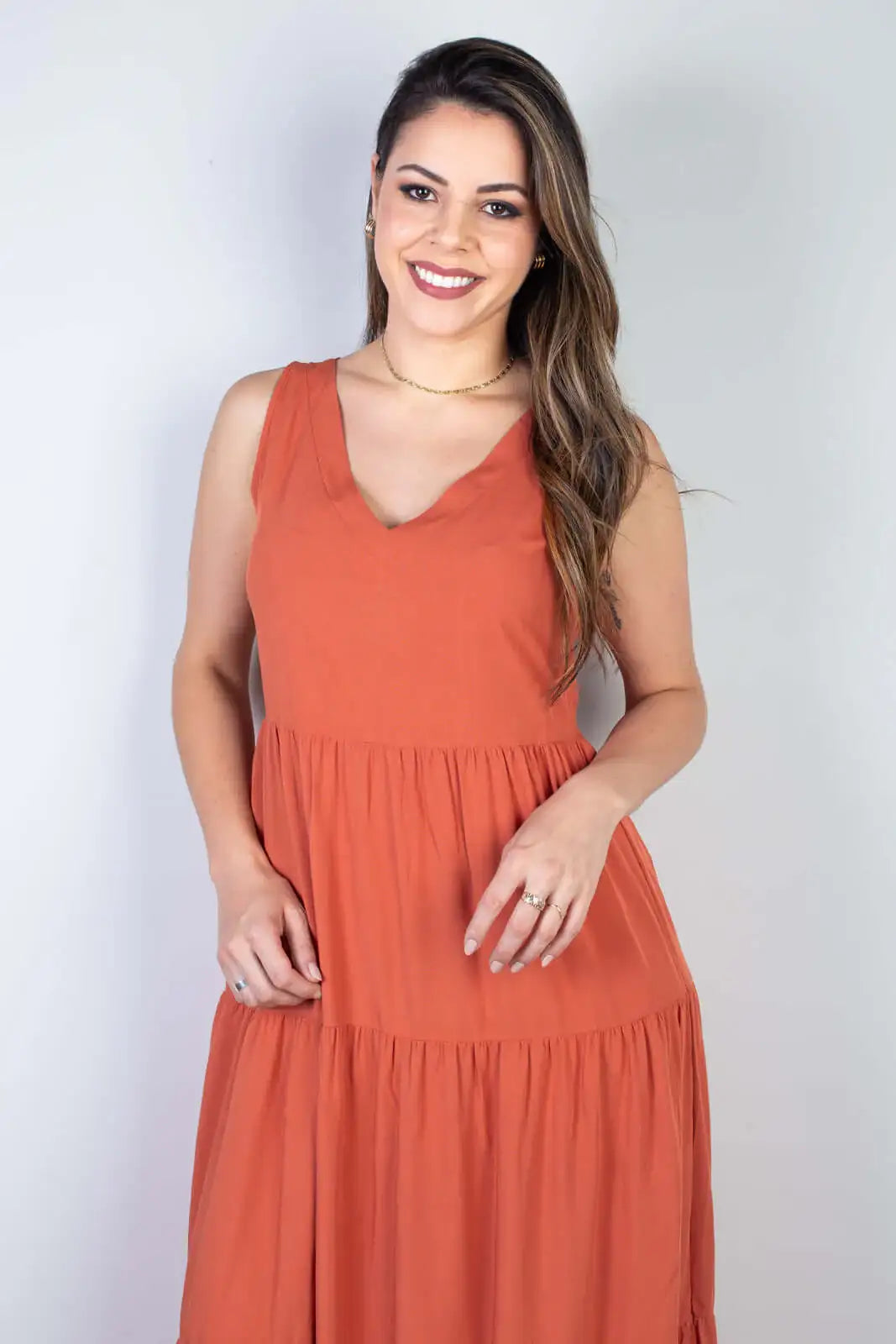Vestido midi regata babados 51290 - Enluaze