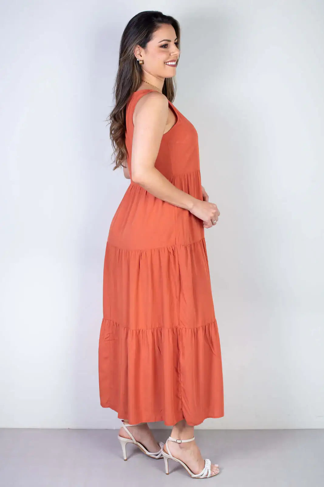 Vestido midi regata babados 51290 - Enluaze