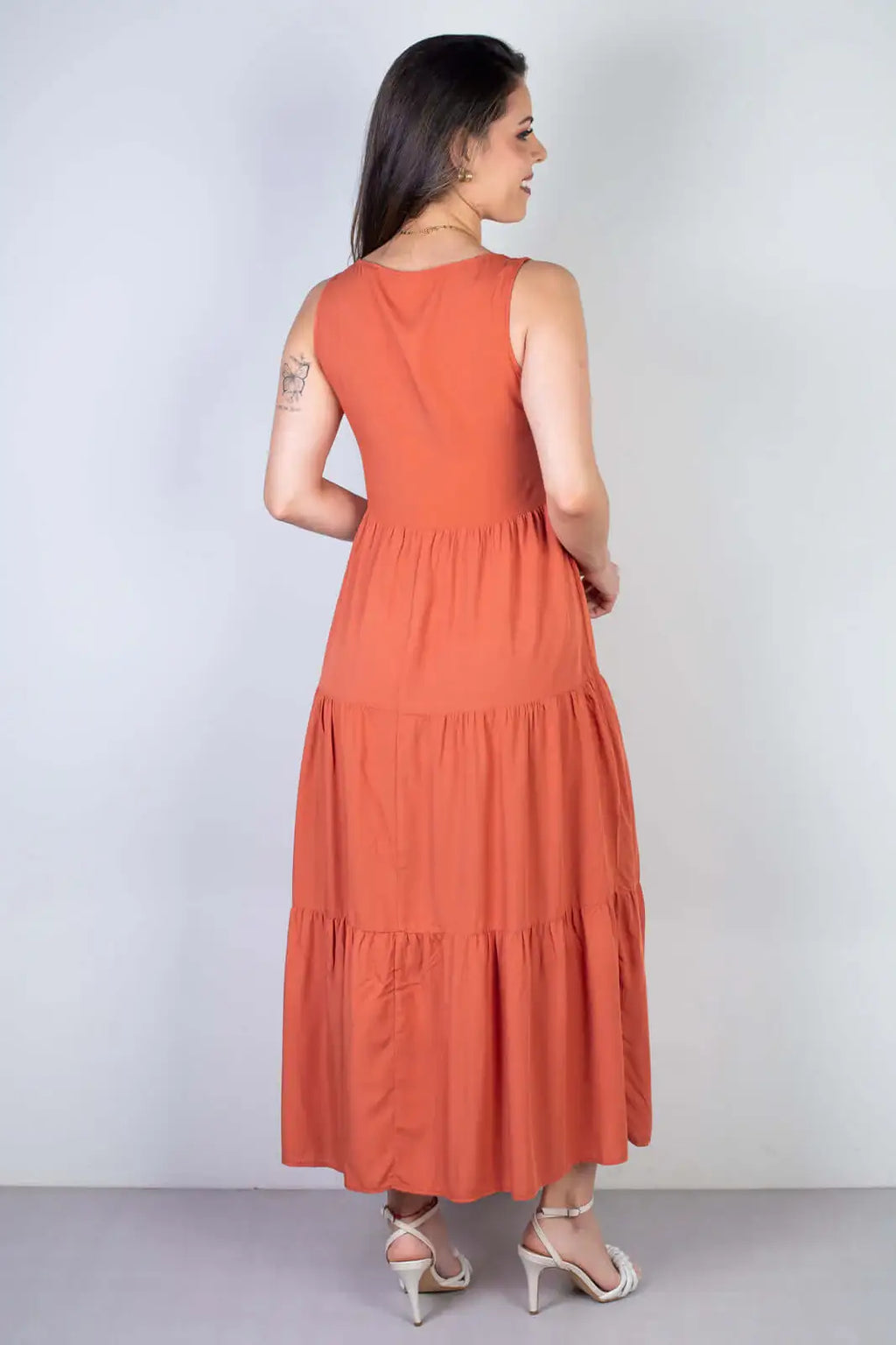 Vestido midi regata babados 51290 - Enluaze