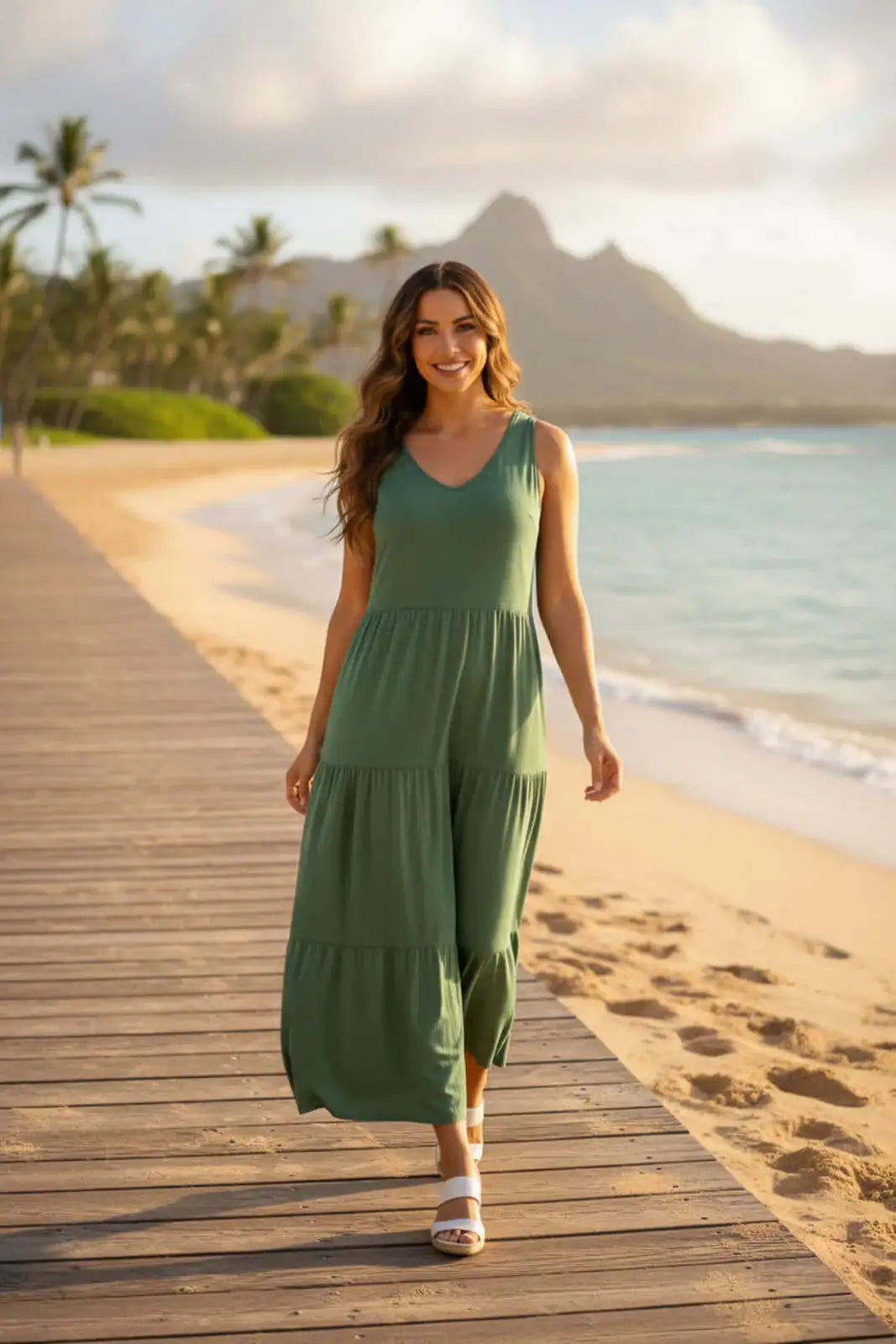 Vestido midi regata babados 51290 - Enluaze