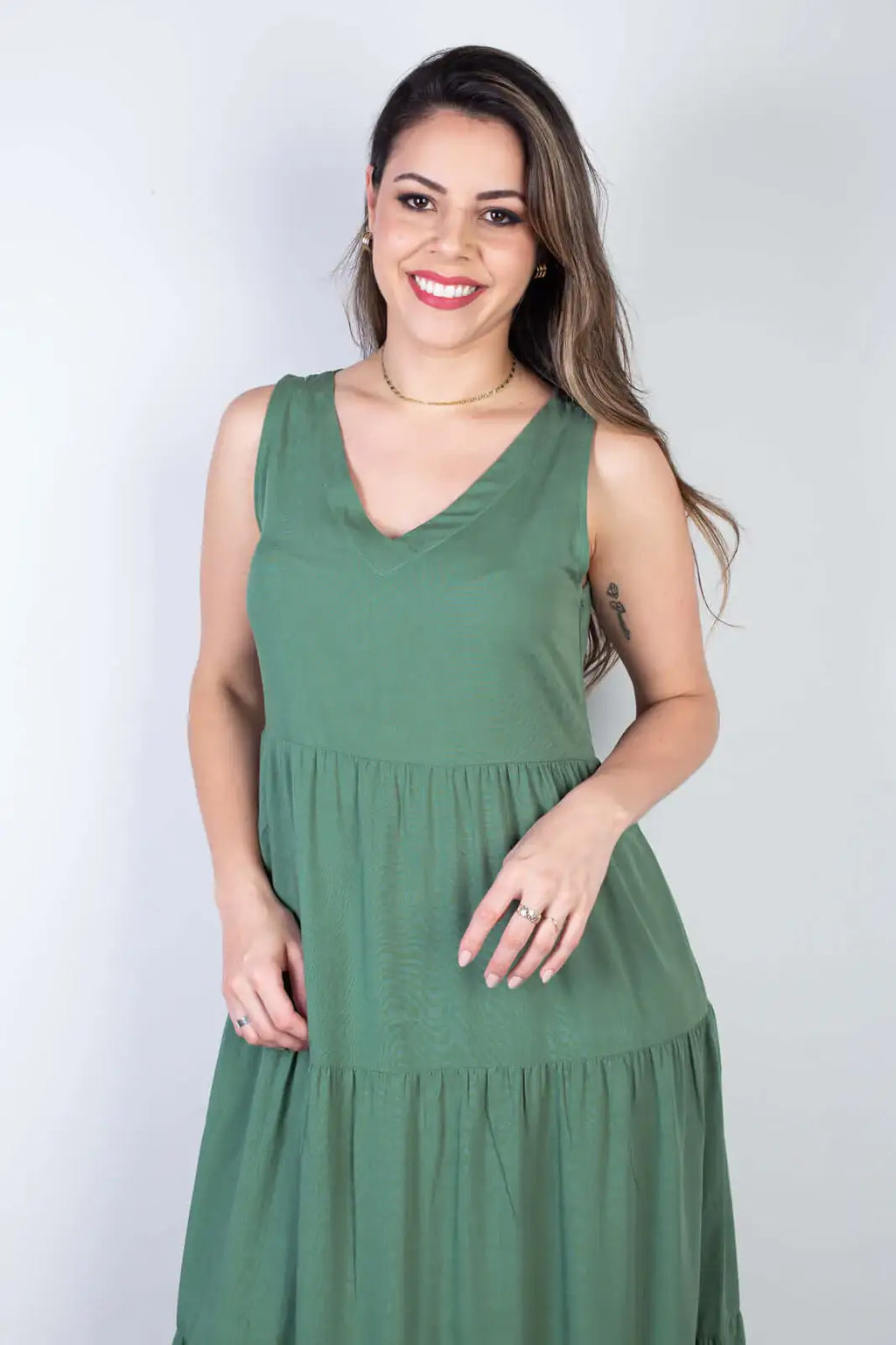 Vestido midi regata babados 51290 - Enluaze