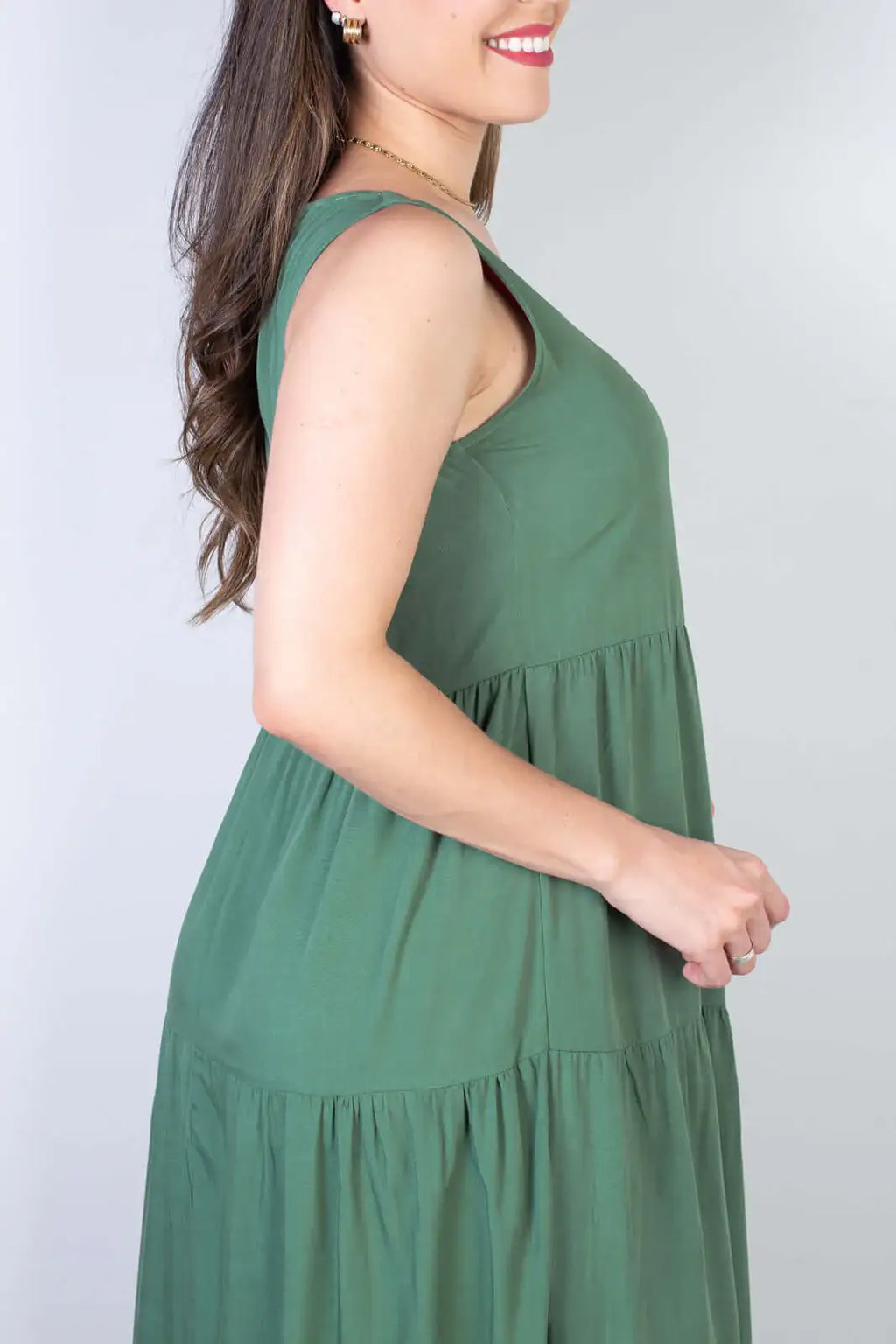 Vestido midi regata babados 51290 - Enluaze