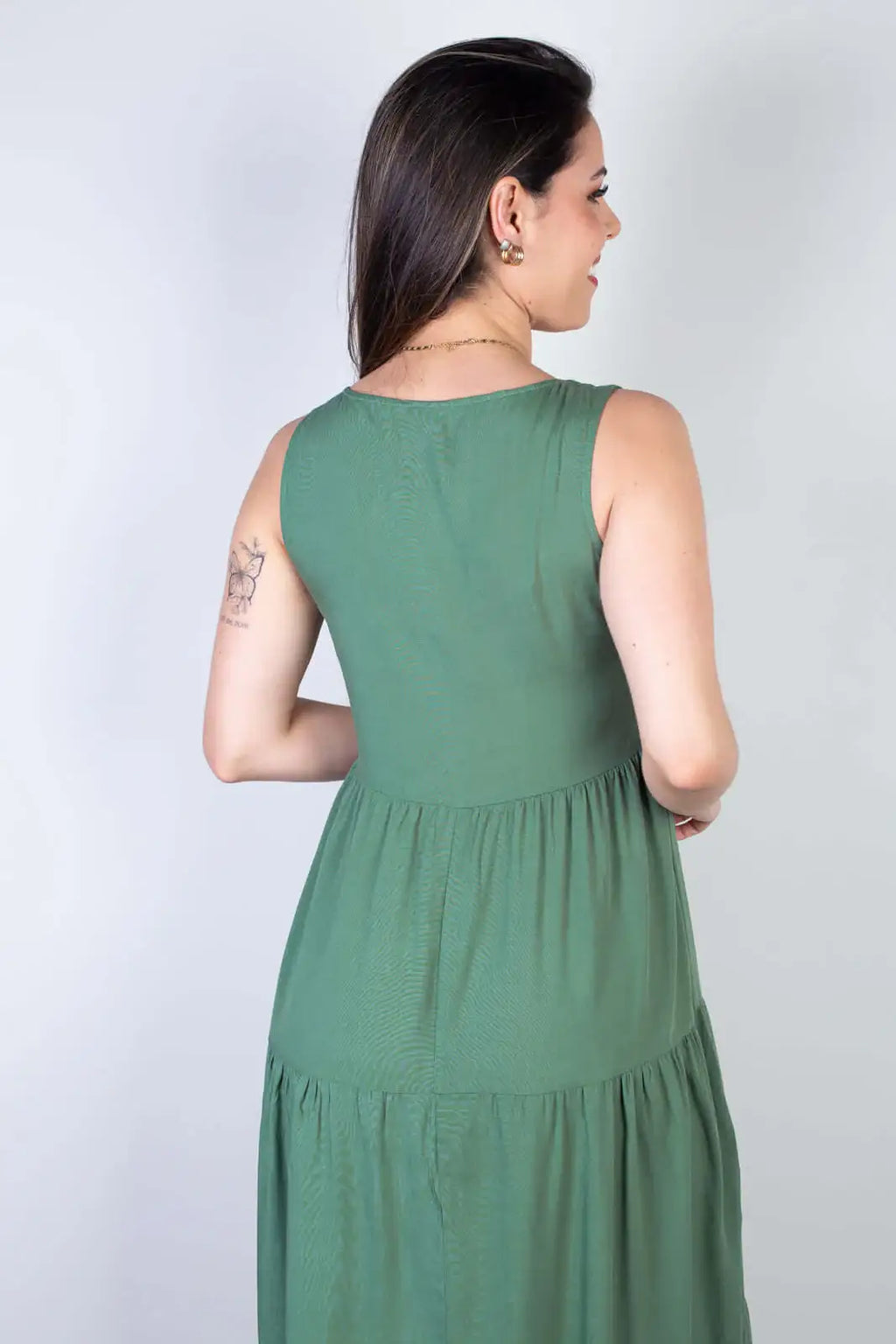 Vestido midi regata babados 51290 - Enluaze