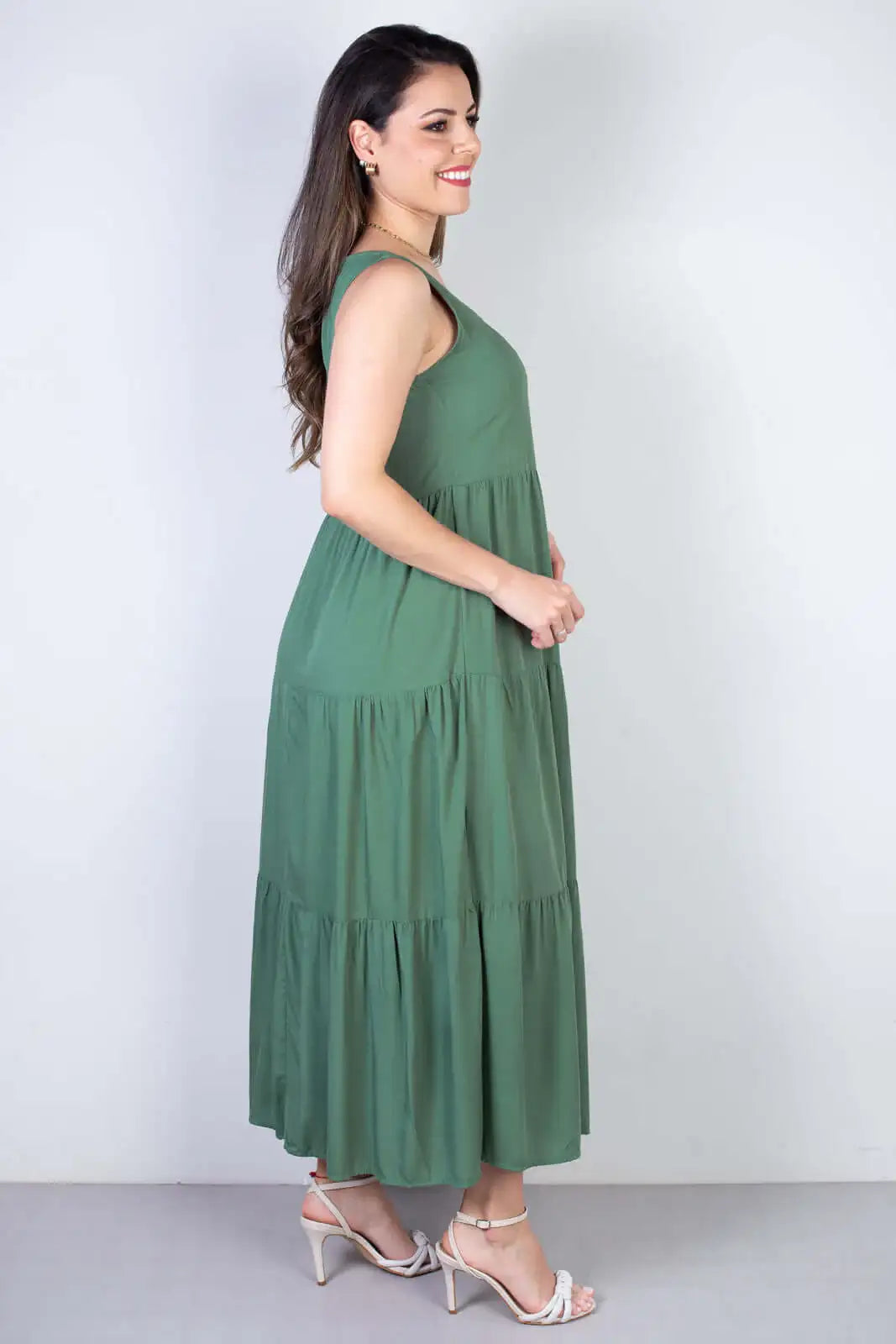 Vestido midi regata babados 51290 - Enluaze