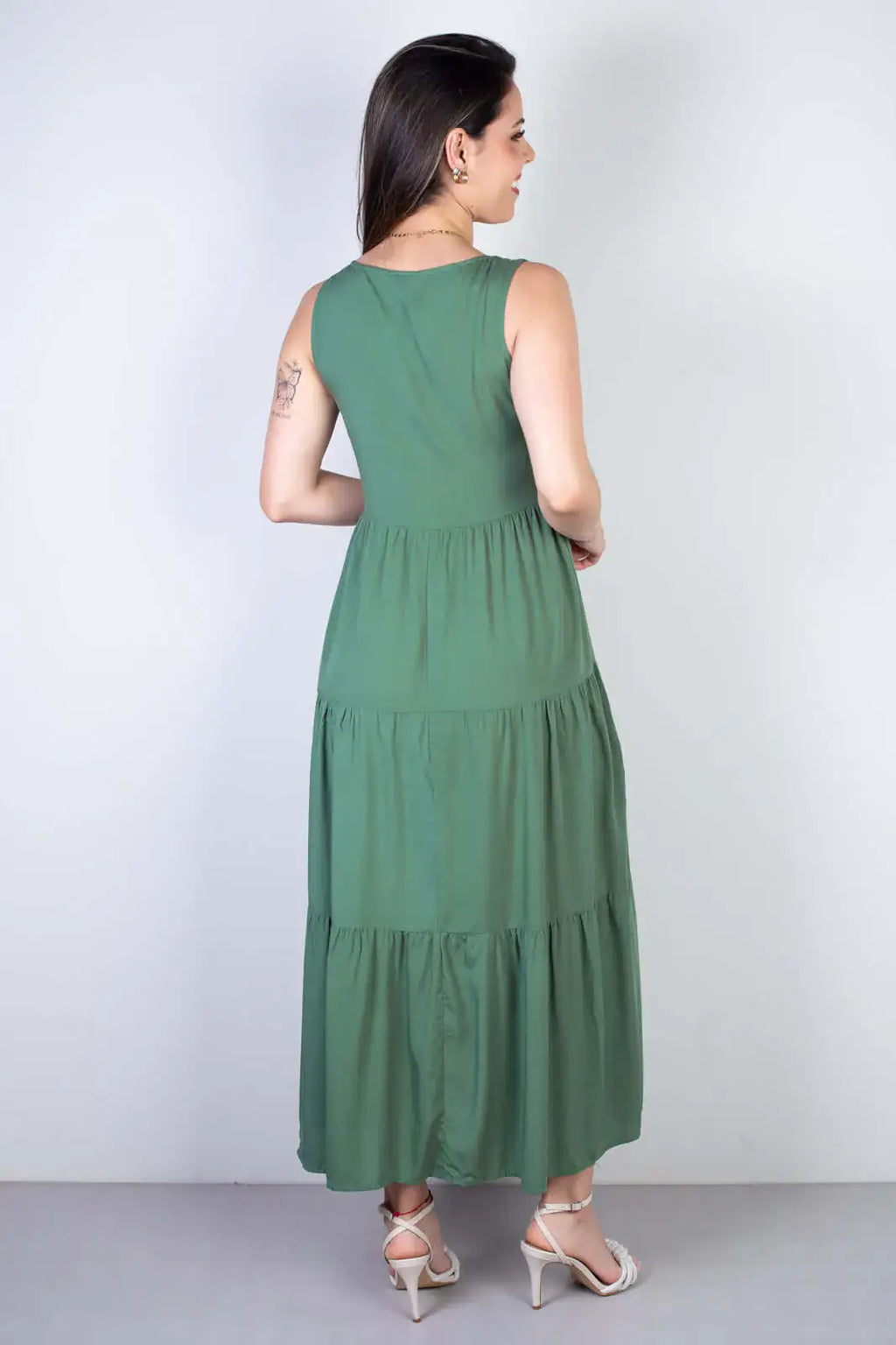 Vestido midi regata babados 51290 - Enluaze