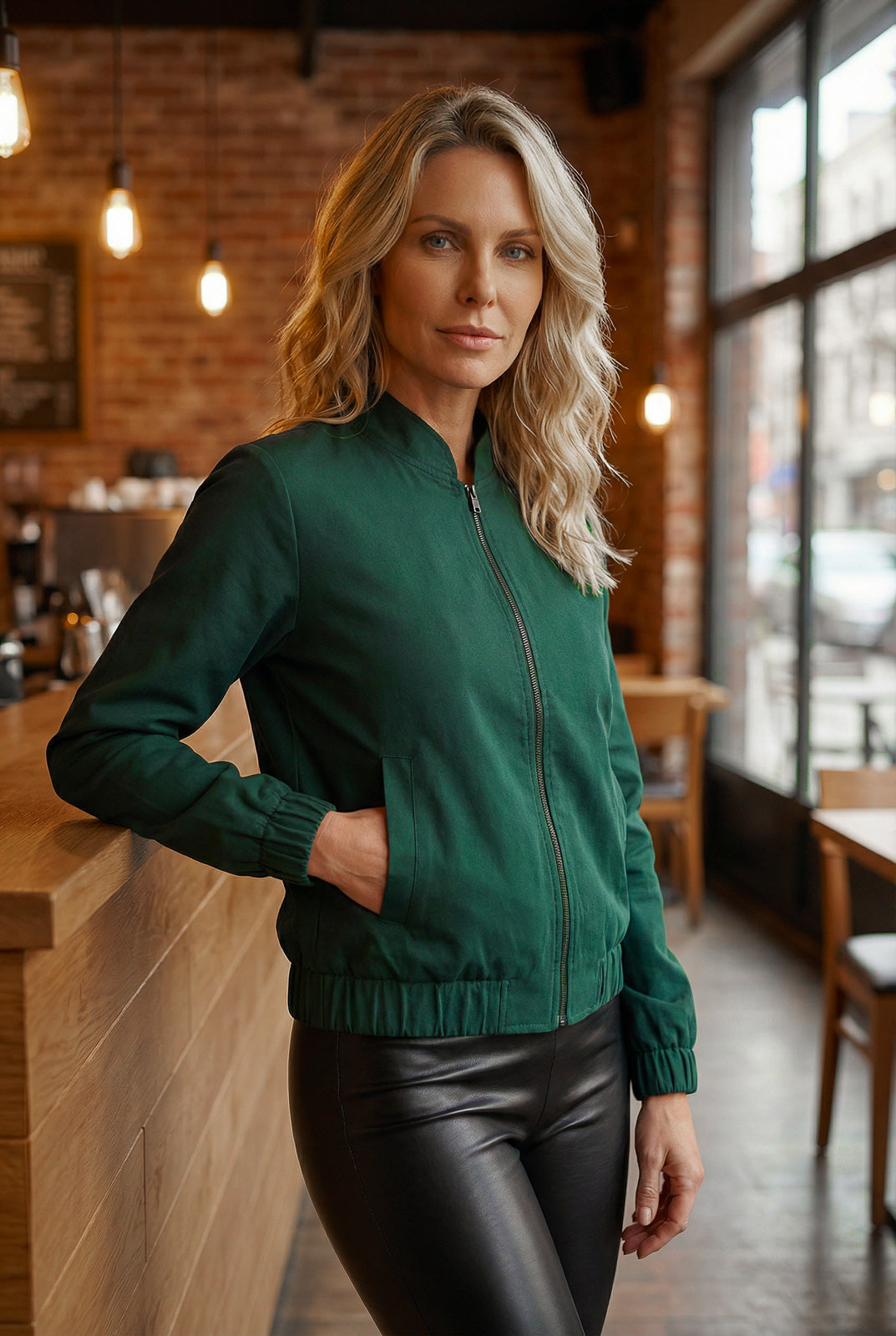 Jaqueta feminina viscose com bolso 61172