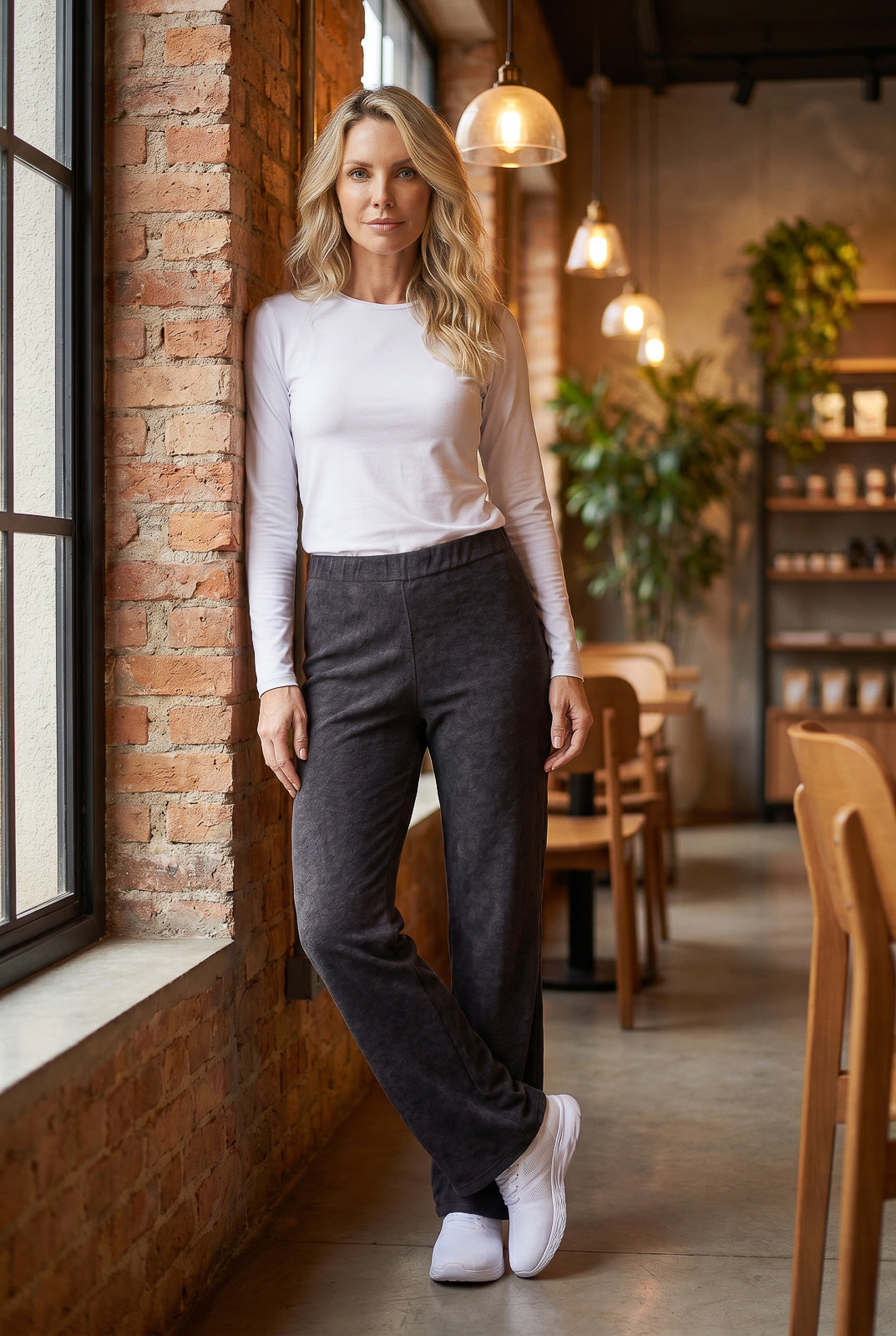 Calça flare feminina de malha 61180