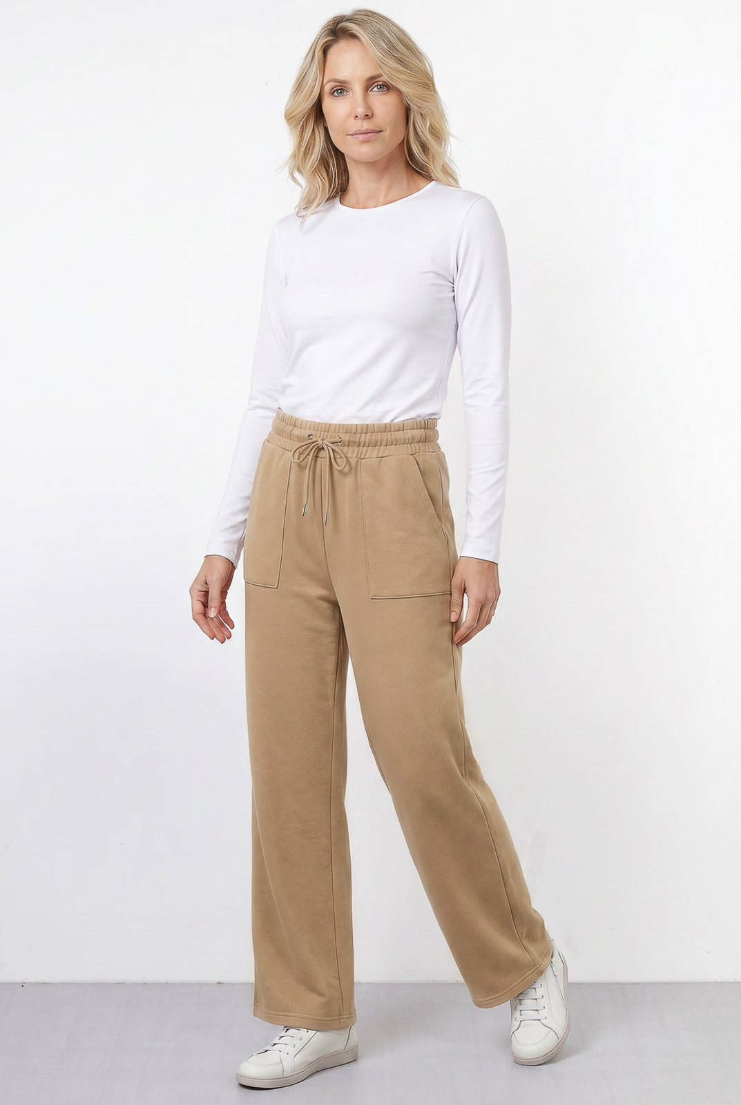 Calça moletom feminina reta com bolsos 61373