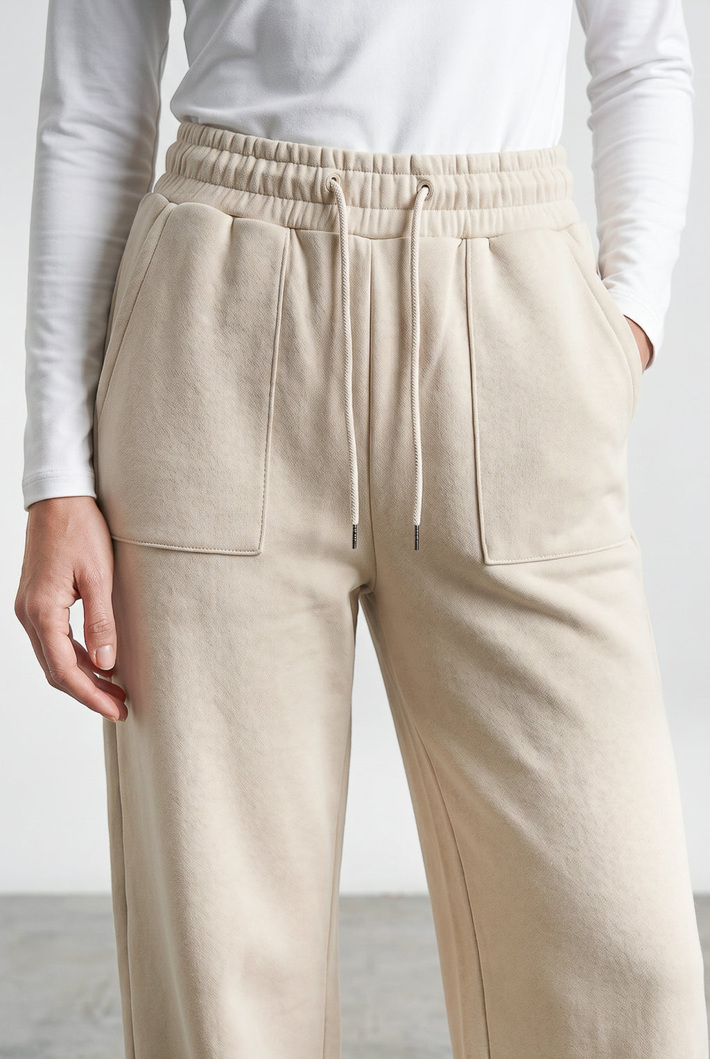 Calça moletom feminina reta com bolsos 61373