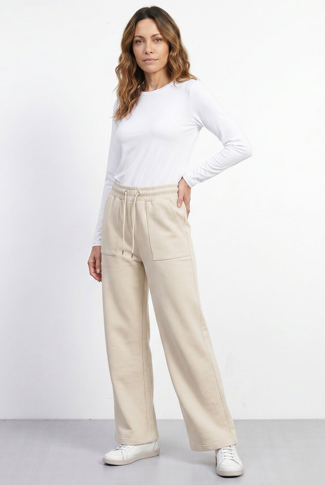 Calça moletom feminina reta com bolsos 61373