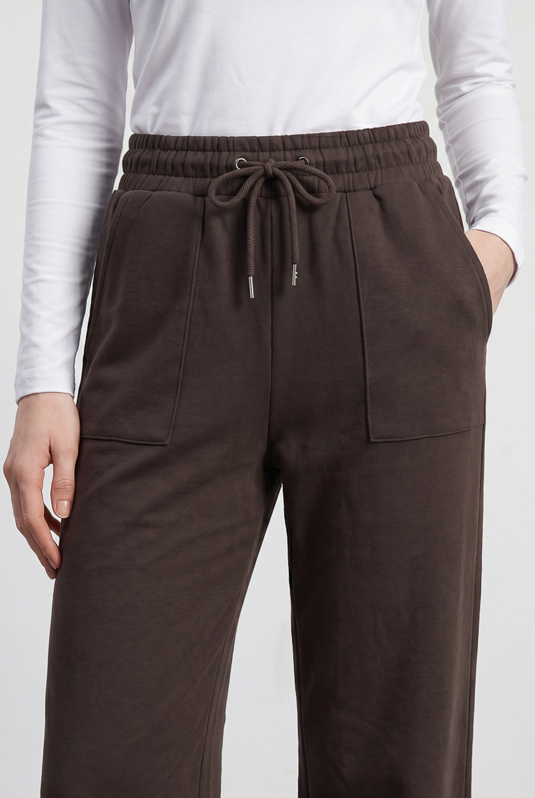 Calça moletom feminina reta com bolsos 61373