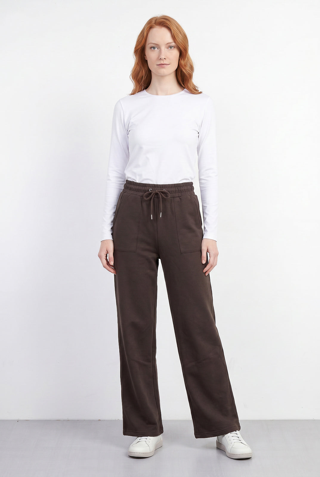 Calça moletom feminina reta com bolsos 61373