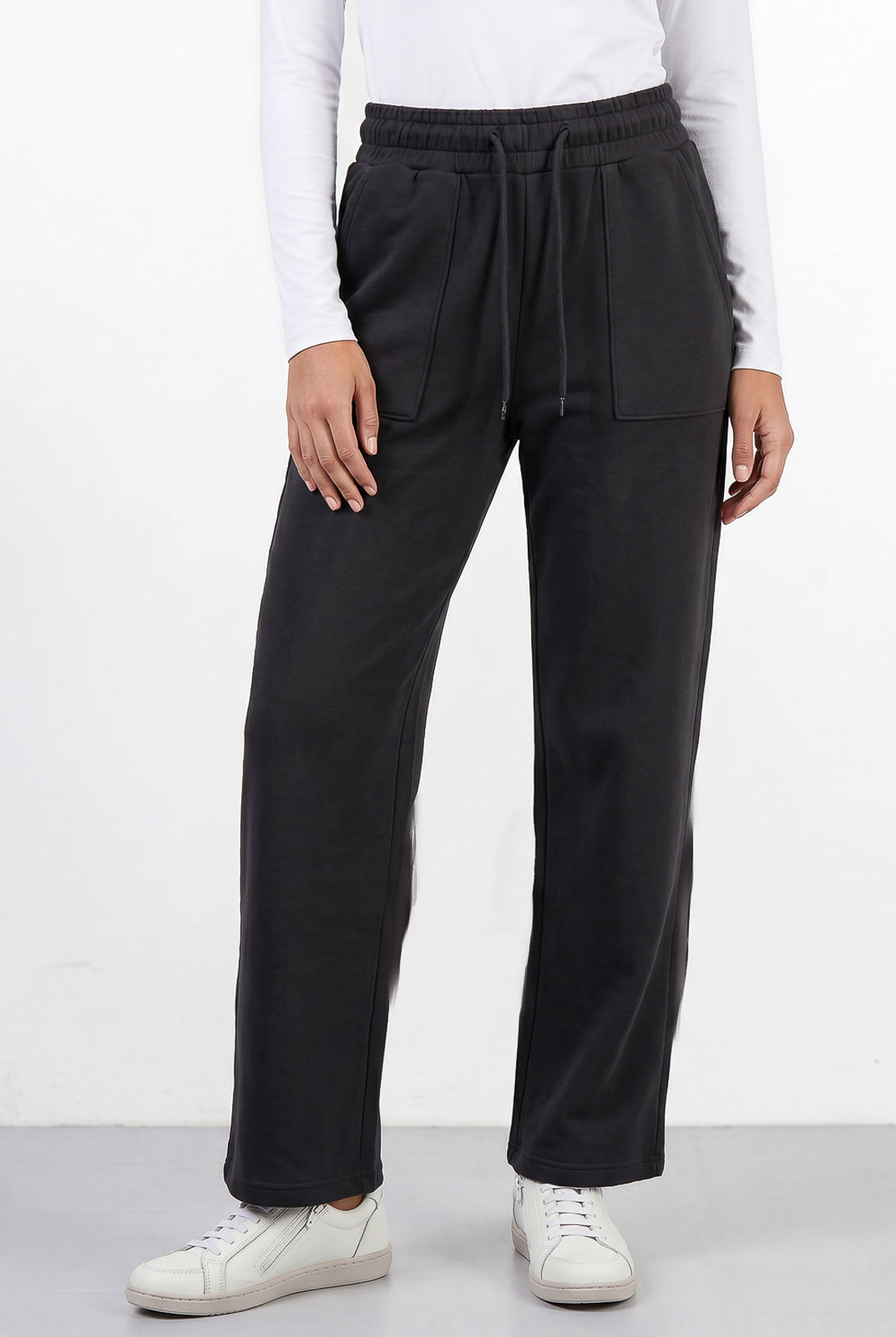 Calça moletom feminina reta com bolsos 61373